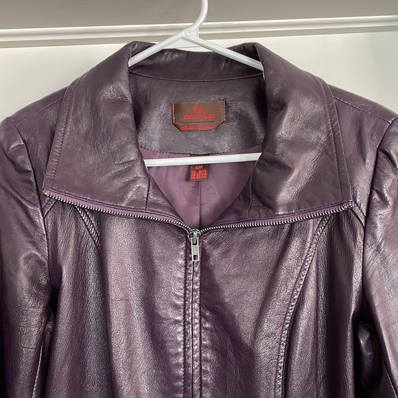 Dark Purple Danier Leather Jacket - Picture 3 of 5